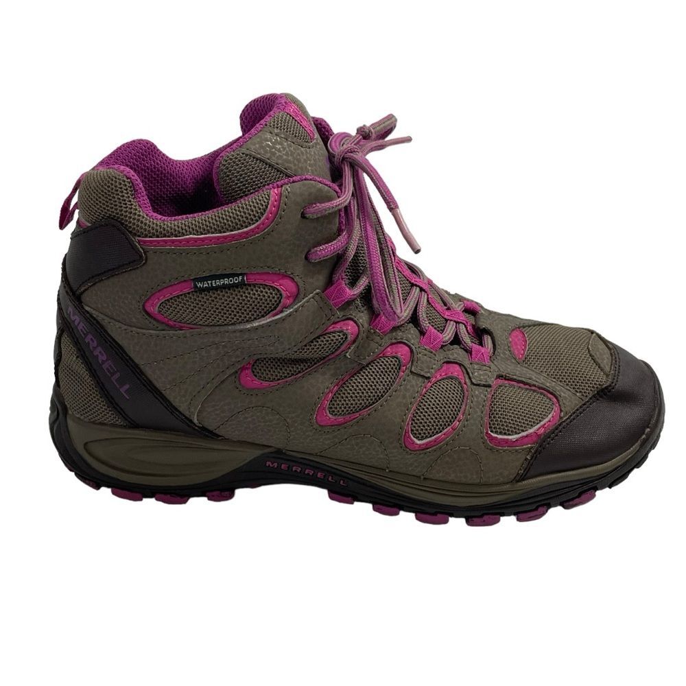 Merrell Hilltop Ventilator Mid Waterproof Hiking Shoes Womens Size 6 Pink Brown